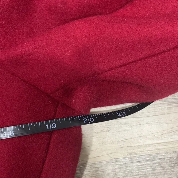 London Fog Red Collar Wool Blend Lined Pea Coat Size Small